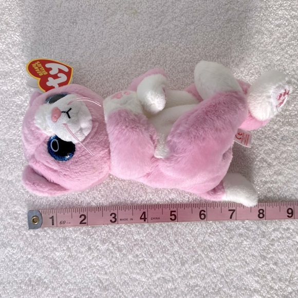 Ty Beanie Bellies Lillibelle Pink White Cat Stuffed Animal Plush Toy - Picture 11 of 12